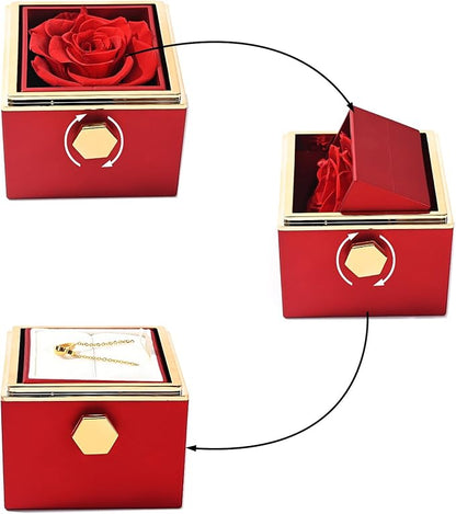 Rotating Preserved Rose - Necklace