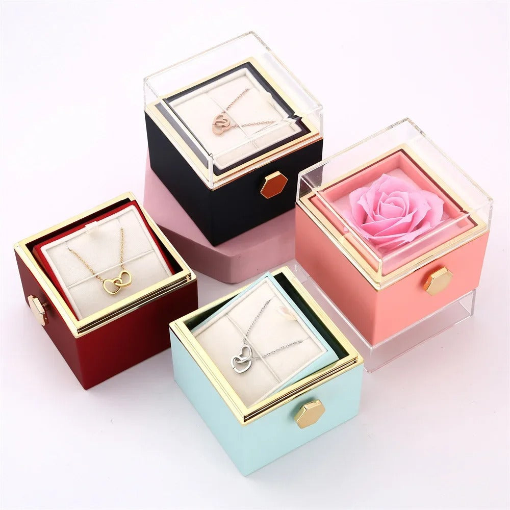 Rotating Preserved Rose - Necklace