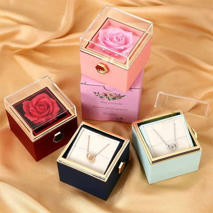 Rotating Preserved Rose - Necklace